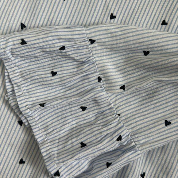 H&M Divided Blue & White Striped Ruffled V Neck , 4 hearts - Picture 5 of 6